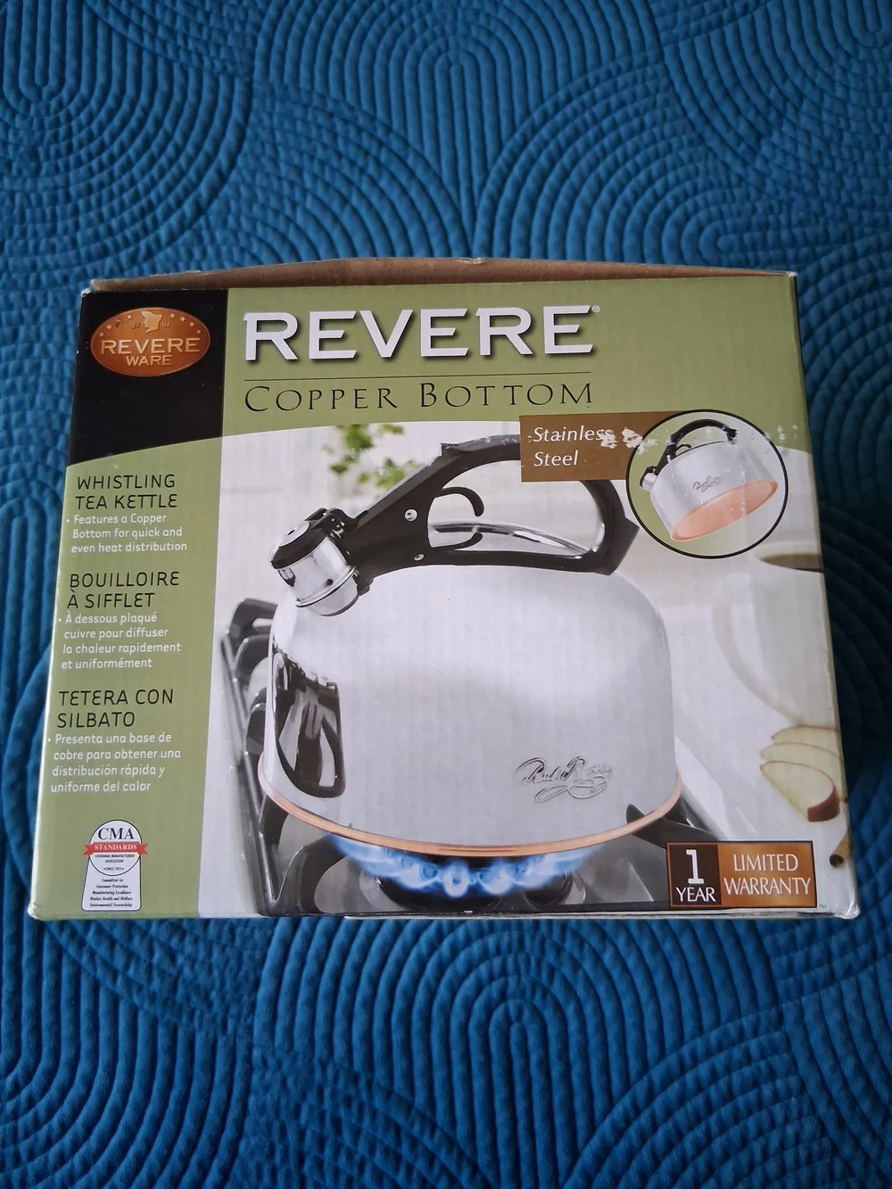 Vintage Revere Ware Copper Bottom Whistling Tea Kettle 3.5 Qt Model 352701